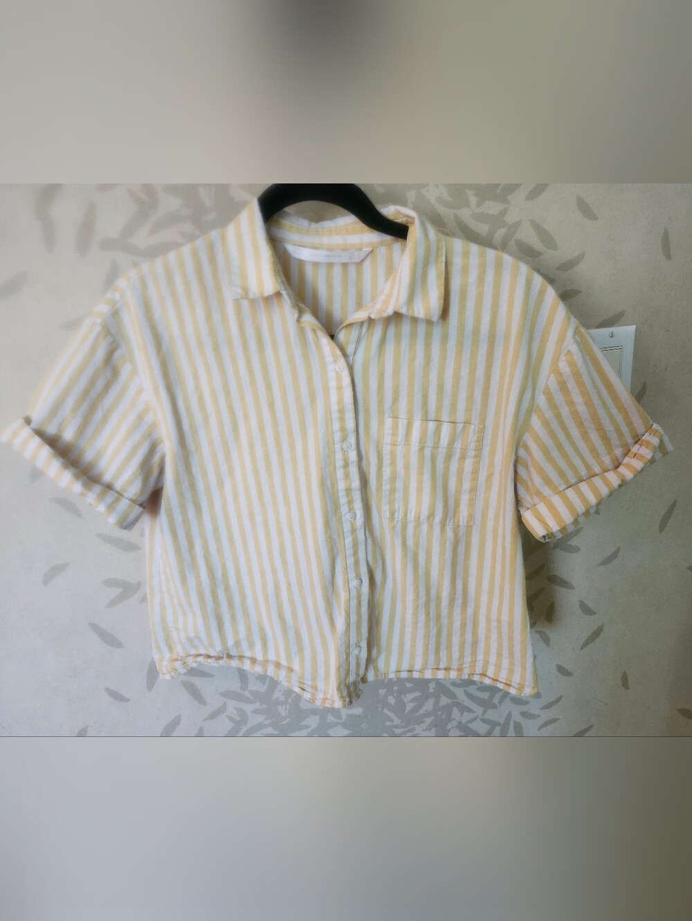Zara Yellow & White Striped Short-Sleeve Button-Down Shirt
